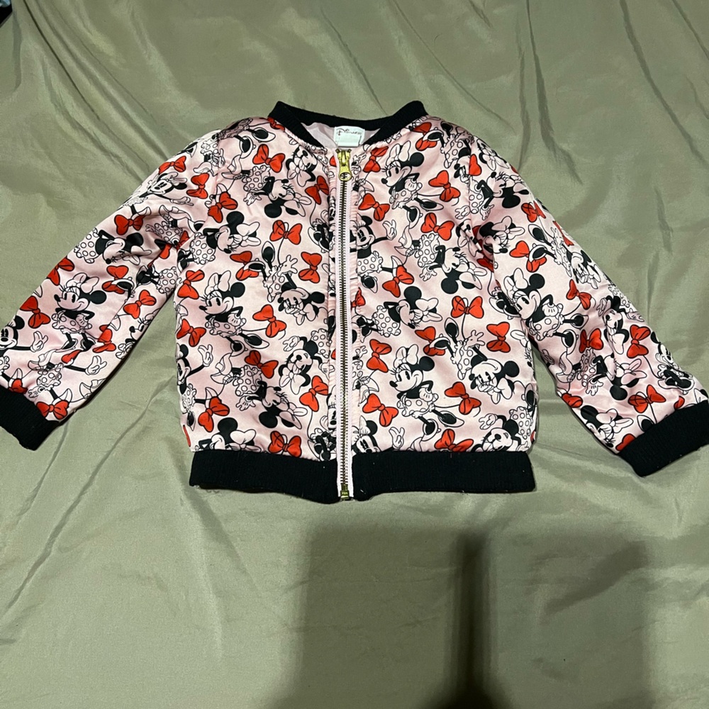 Minnie Mouse Pink and Black Bomber Jacket 3T